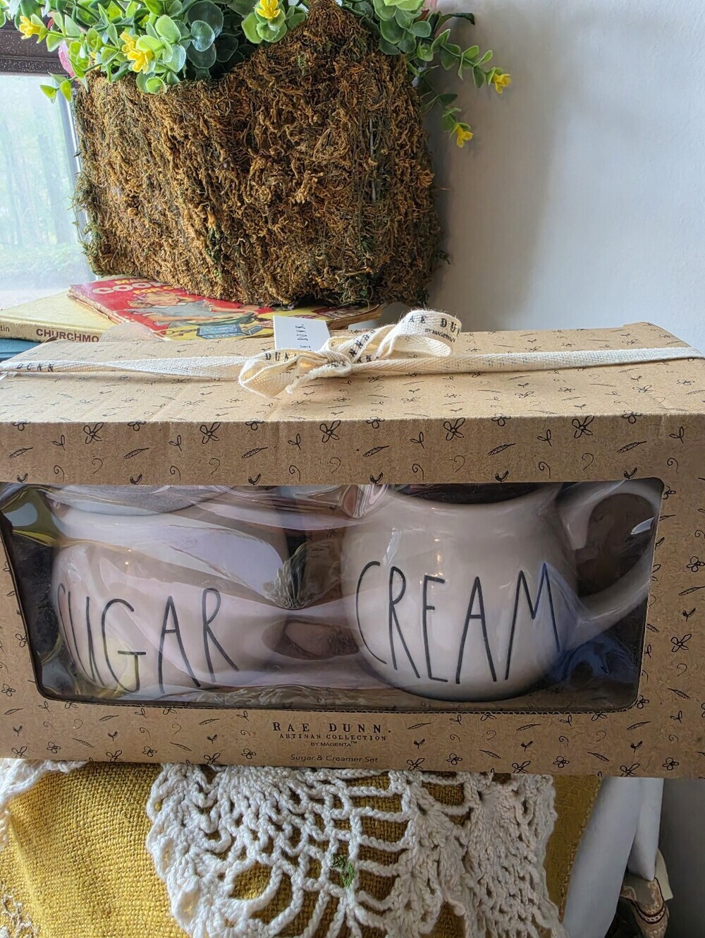 Rae Dunn White Farmhouse Sugar & Cream Ceramic Set NIB